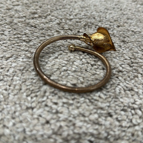 Vintage Art Deco FORSTNER Calla Lily Bracelet Snake Coil Omega Wrap - Picture 7 of 8